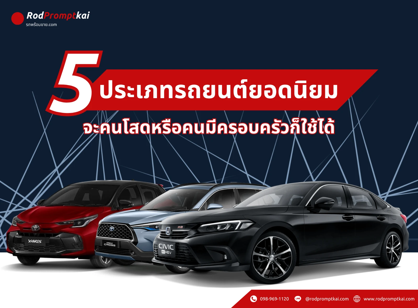 5 ประเภทรถยนต์ยอดนิยม จะคนโสดหรือคนมีครอบครัวก็ใช้ได้